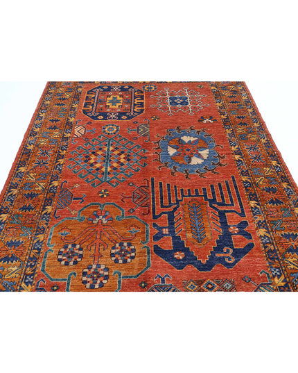 Humna 5' 10" X 8' 3" Hand Knotted Wool Rug 5' 10" X 8' 3" (178 X 251) / Red / Wool