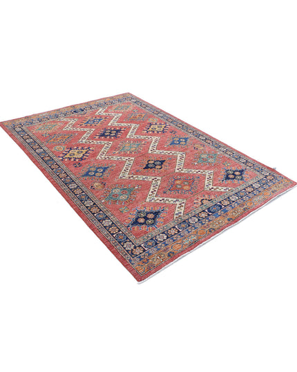 Humna 5' 2" X 7' 6" Hand Knotted Wool Rug 5' 2" X 7' 6" (158 X 229) / Red / Wool