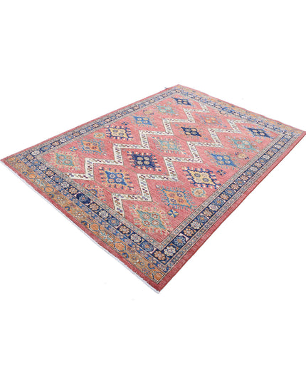 Humna 5' 2" X 7' 6" Hand Knotted Wool Rug 5' 2" X 7' 6" (158 X 229) / Red / Wool