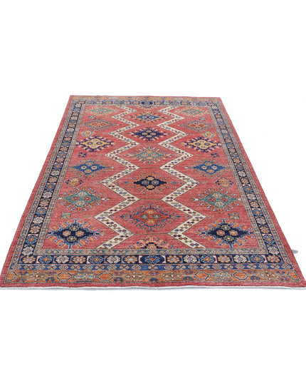Humna 5' 2" X 7' 6" Hand Knotted Wool Rug 5' 2" X 7' 6" (158 X 229) / Red / Wool