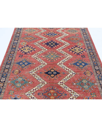 Humna 5' 2" X 7' 6" Hand Knotted Wool Rug 5' 2" X 7' 6" (158 X 229) / Red / Wool
