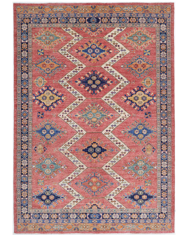 Humna 5' 2" X 7' 6" Hand Knotted Wool Rug 5' 2" X 7' 6" (158 X 229) / Red / Wool