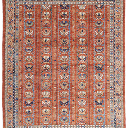 Humna 7' 10" X 9' 9" Hand Knotted Wool Rug 7' 10" X 9' 9" (239 X 297) / Red / Wool