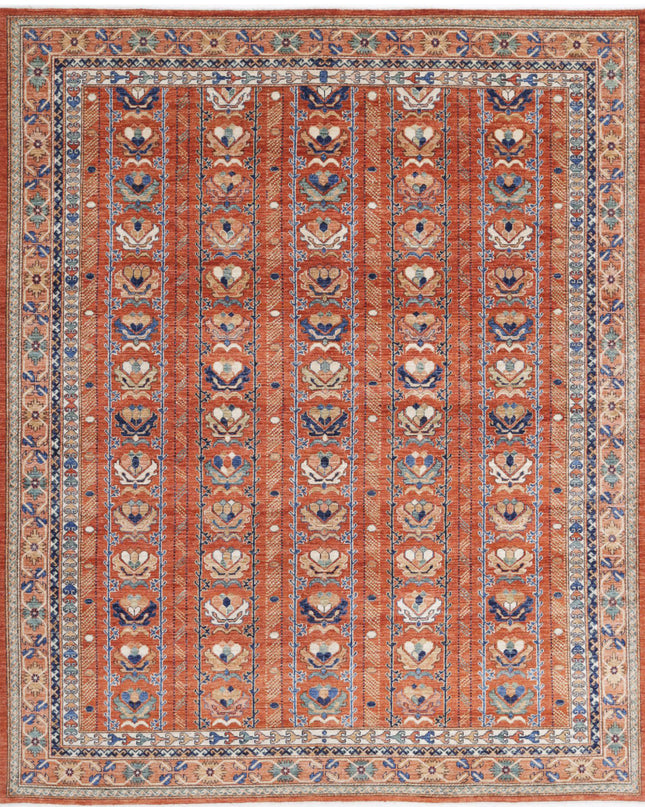 Humna 7' 10" X 9' 9" Hand Knotted Wool Rug 7' 10" X 9' 9" (239 X 297) / Red / Wool