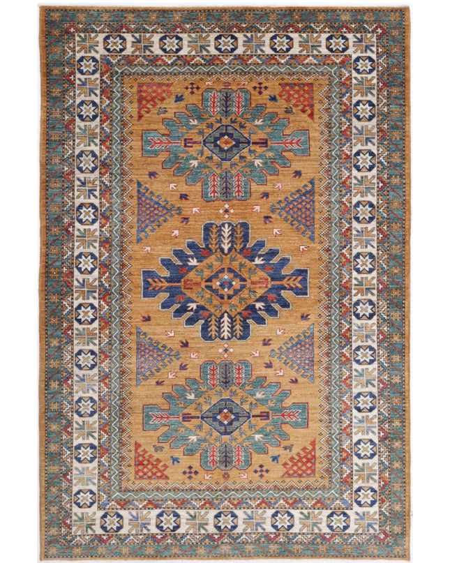 Humna 5' 11" X 9' 0" Hand Knotted Wool Rug 5' 11" X 9' 0" (180 X 274) / Gold / Wool