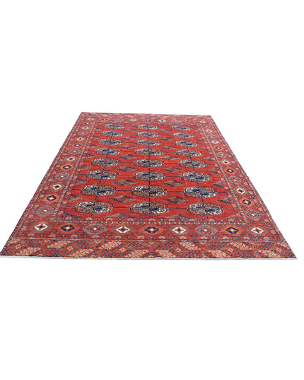 Humna 6' 7" X 9' 7" Hand Knotted Wool Rug 6' 7" X 9' 7" (201 X 292) / Red / Wool