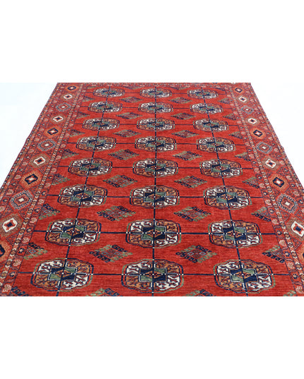 Humna 6' 7" X 9' 7" Hand Knotted Wool Rug 6' 7" X 9' 7" (201 X 292) / Red / Wool