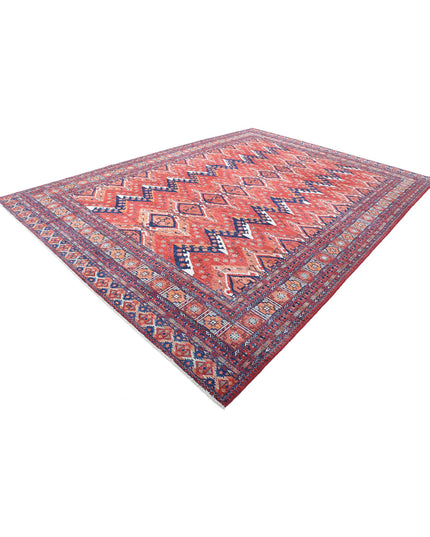 Humna 10' 1" X 13' 9" Hand Knotted Wool Rug 10' 1" X 13' 9" (307 X 419) / Red / Wool
