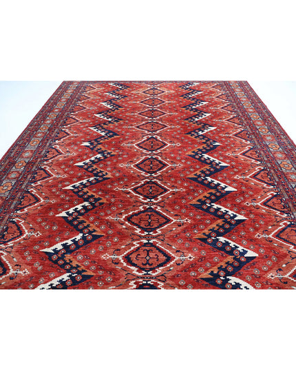 Humna 10' 1" X 13' 9" Hand Knotted Wool Rug 10' 1" X 13' 9" (307 X 419) / Red / Wool