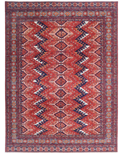 Humna 10' 1" X 13' 9" Hand Knotted Wool Rug 10' 1" X 13' 9" (307 X 419) / Red / Wool