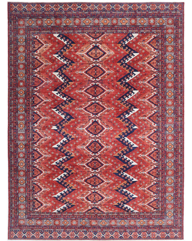 Humna 10' 1" X 13' 9" Hand Knotted Wool Rug 10' 1" X 13' 9" (307 X 419) / Red / Wool