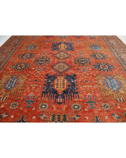 Humna 13' 6" X 16' 2" Hand Knotted Wool Rug 13' 6" X 16' 2" (411 X 493) / Red / Wool