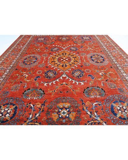 Humna 12' 7" X 17' 1" Hand Knotted Wool Rug 12' 7" X 17' 1" (383 X 521) / Red / Wool