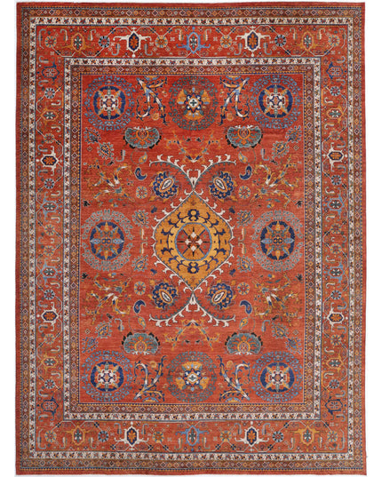 Humna 12' 7" X 17' 1" Hand Knotted Wool Rug 12' 7" X 17' 1" (383 X 521) / Red / Wool