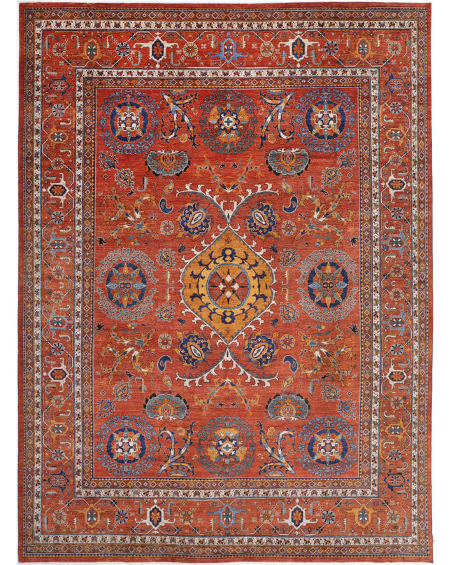Humna 12' 7" X 17' 1" Hand Knotted Wool Rug 12' 7" X 17' 1" (383 X 521) / Red / Wool