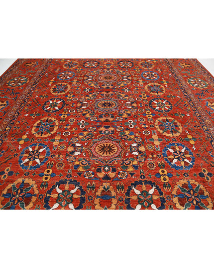 Humna 13' 0" X 16' 1" Hand Knotted Wool Rug 13' 0" X 16' 1" (396 X 490) / Red / Wool