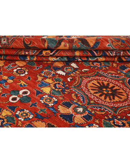 Humna 13' 0" X 16' 1" Hand Knotted Wool Rug 13' 0" X 16' 1" (396 X 490) / Red / Wool