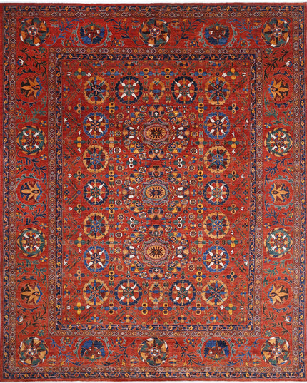 Humna 13' 0" X 16' 1" Hand Knotted Wool Rug 13' 0" X 16' 1" (396 X 490) / Red / Wool