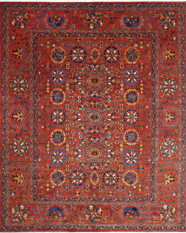 Humna 13' 0" X 16' 1" Hand Knotted Wool Rug 13' 0" X 16' 1" (396 X 490) / Red / Wool