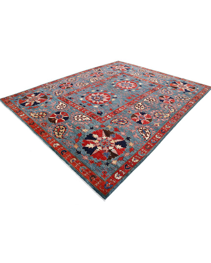 Humna 9' 2" X 11' 5" Hand Knotted Wool Rug 9' 2" X 11' 5" (280 X 348) / Blue / Wool
