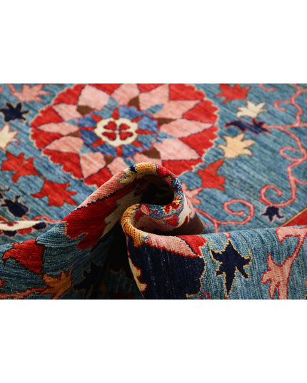 Humna 9' 2" X 11' 5" Hand Knotted Wool Rug 9' 2" X 11' 5" (280 X 348) / Blue / Wool