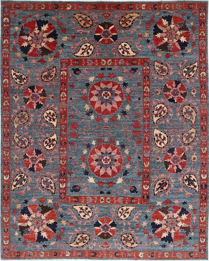 Humna 9' 2" X 11' 5" Hand Knotted Wool Rug 9' 2" X 11' 5" (280 X 348) / Blue / Wool