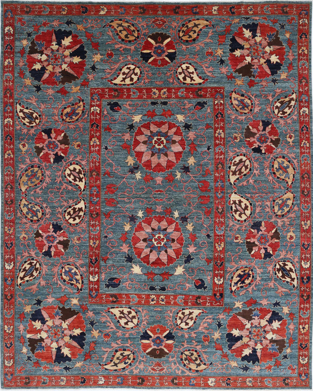 Humna 9' 2" X 11' 5" Hand Knotted Wool Rug 9' 2" X 11' 5" (280 X 348) / Blue / Wool