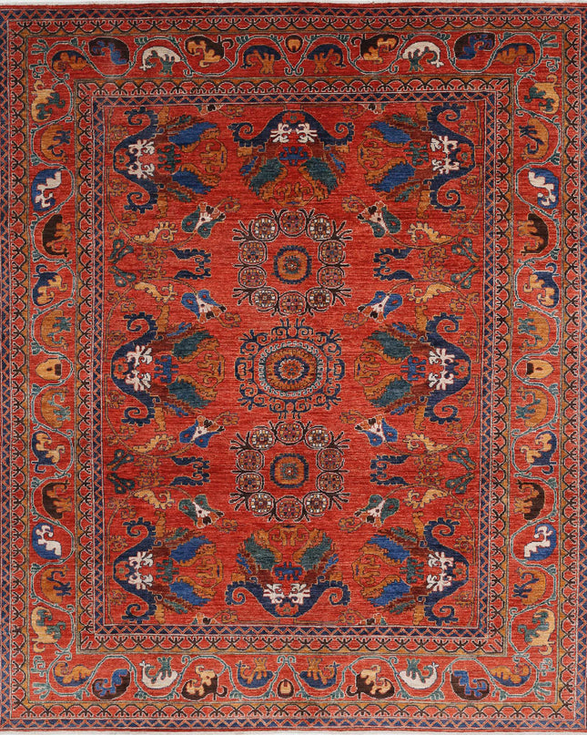 Humna 8' 4" X 9' 11" Hand Knotted Wool Rug 8' 4" X 9' 11" (254 X 302) / Red / Wool