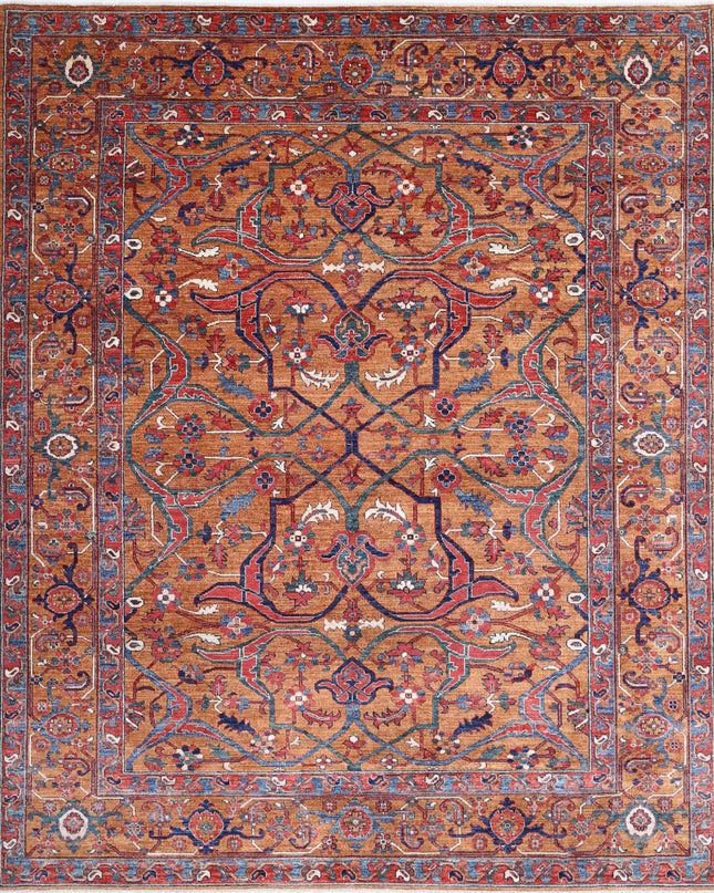 Humna 8' 1" X 9' 10" Hand Knotted Wool Rug 8' 1" X 9' 10" (246 X 300) / Brown / Wool