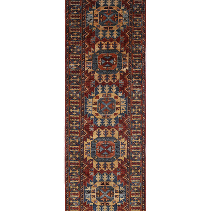 Humna 2' 11" X 9' 10" Hand Knotted Wool Rug 2' 11" X 9' 10" (89 X 300) / Red / Wool