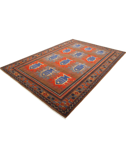 Humna 7' 3" X 10' 3" Hand Knotted Wool Rug 7' 3" X 10' 3" (221 X 312) / Brown / Wool