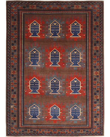Humna 7' 3" X 10' 3" Hand Knotted Wool Rug 7' 3" X 10' 3" (221 X 312) / Brown / Wool