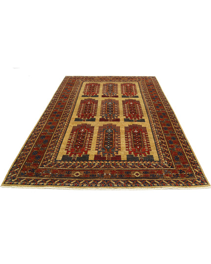 Humna 6' 2" X 9' 6" Hand Knotted Wool Rug 6' 2" X 9' 6" (188 X 290) / Gold / Wool