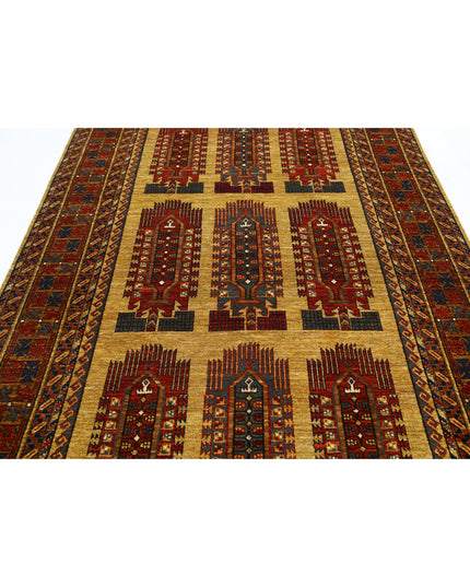 Humna 6' 2" X 9' 6" Hand Knotted Wool Rug 6' 2" X 9' 6" (188 X 290) / Gold / Wool