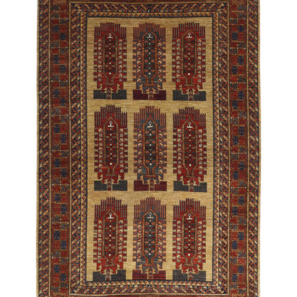 Humna 6' 2" X 9' 6" Hand Knotted Wool Rug 6' 2" X 9' 6" (188 X 290) / Gold / Wool