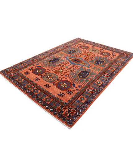 Humna 6' 0" X 8' 9" Hand Knotted Wool Rug 6' 0" X 8' 9" (183 X 267) / Rust / Wool