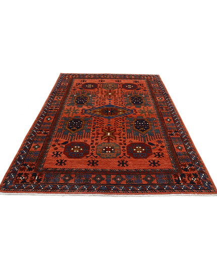 Humna 6' 0" X 8' 9" Hand Knotted Wool Rug 6' 0" X 8' 9" (183 X 267) / Rust / Wool