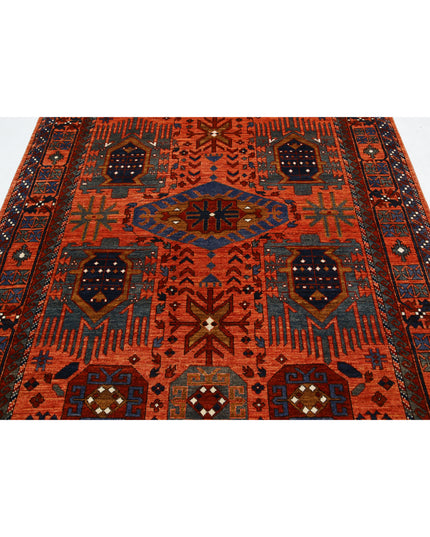 Humna 6' 0" X 8' 9" Hand Knotted Wool Rug 6' 0" X 8' 9" (183 X 267) / Rust / Wool