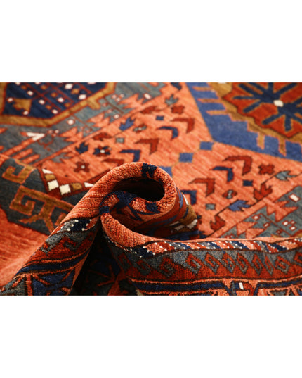 Humna 6' 0" X 8' 9" Hand Knotted Wool Rug 6' 0" X 8' 9" (183 X 267) / Rust / Wool