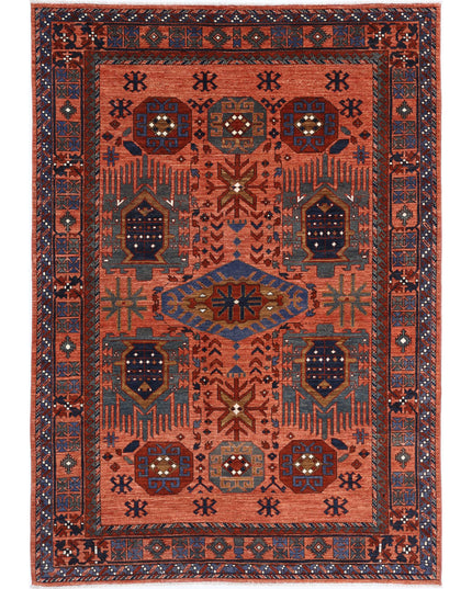 Humna 6' 0" X 8' 9" Hand Knotted Wool Rug 6' 0" X 8' 9" (183 X 267) / Rust / Wool