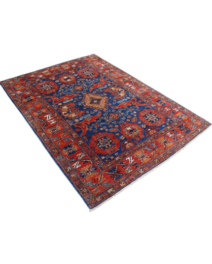 Humna 4' 11" X 6' 9" Hand Knotted Wool Rug 4' 11" X 6' 9" (150 X 206) / Blue / Wool