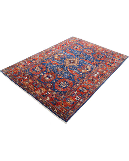 Humna 4' 11" X 6' 9" Hand Knotted Wool Rug 4' 11" X 6' 9" (150 X 206) / Blue / Wool
