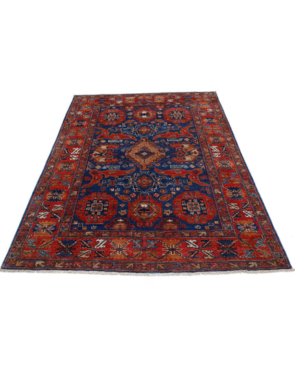 Humna 4' 11" X 6' 9" Hand Knotted Wool Rug 4' 11" X 6' 9" (150 X 206) / Blue / Wool