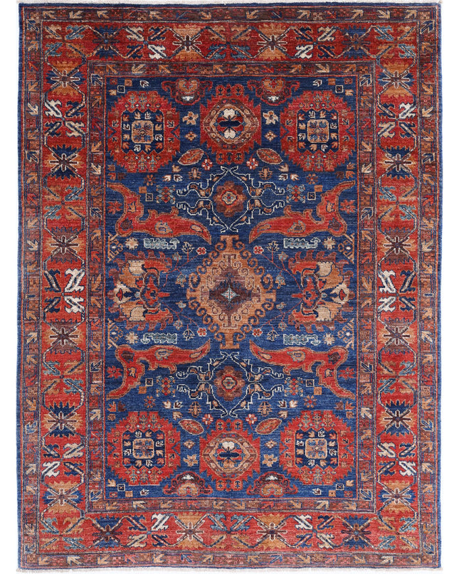 Humna 4' 11" X 6' 9" Hand Knotted Wool Rug 4' 11" X 6' 9" (150 X 206) / Blue / Wool