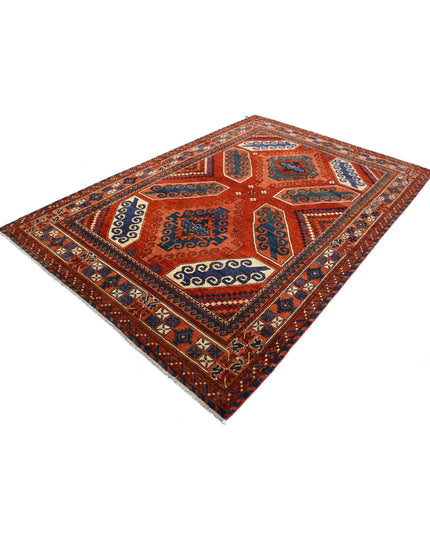 Humna 6' 5" X 9' 4" Hand Knotted Wool Rug 6' 5" X 9' 4" (196 X 284) / Red / Wool