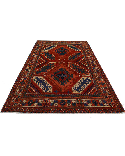 Humna 6' 5" X 9' 4" Hand Knotted Wool Rug 6' 5" X 9' 4" (196 X 284) / Red / Wool