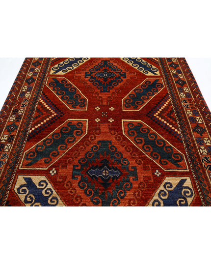 Humna 6' 5" X 9' 4" Hand Knotted Wool Rug 6' 5" X 9' 4" (196 X 284) / Red / Wool