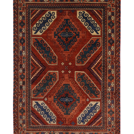 Humna 6' 5" X 9' 4" Hand Knotted Wool Rug 6' 5" X 9' 4" (196 X 284) / Red / Wool