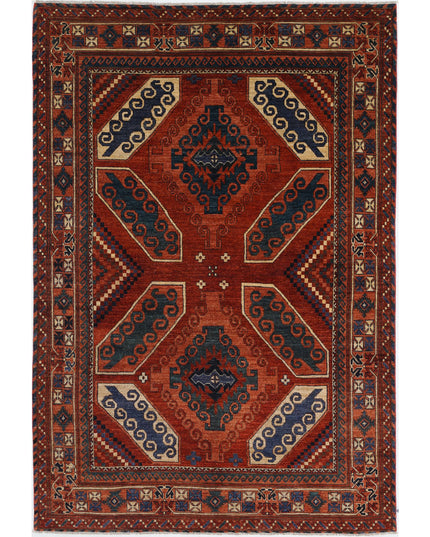 Humna 6' 5" X 9' 4" Hand Knotted Wool Rug 6' 5" X 9' 4" (196 X 284) / Red / Wool