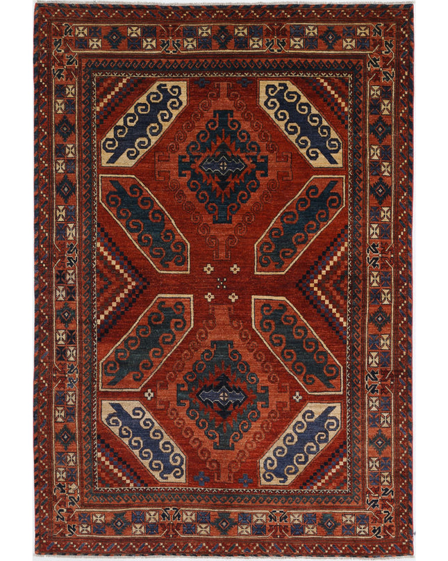 Humna 6' 5" X 9' 4" Hand Knotted Wool Rug 6' 5" X 9' 4" (196 X 284) / Red / Wool